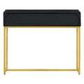 Modern Sleek Console Table Two Drawers With Stripe Design For Living Room And Entryway Black Black Mdf