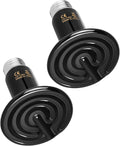 75W Ceramic Heat Emitter 2 Pack, Reptile Heat Lamp No Light Emitting Heat Bulbs For Amphibian Terrarium, Bearded Dragon Lizard Snake Turtle, Brooder Coop Incubating Chicken Black Ceramic