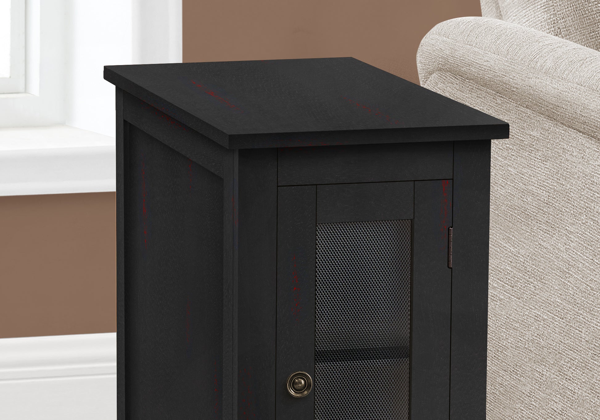 Accent Table, End, Side Table, Narrow, Nightstand, Bedroom, Lamp, Storage, Black Veneer, Transitional Black Mdf