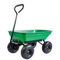 Garden Dump Cart With Steel Frame Outdoor Wagon With 10 Inch Pneumatic Tires, 55L Capacity, Green Green Garden & Outdoor Iron Plastic