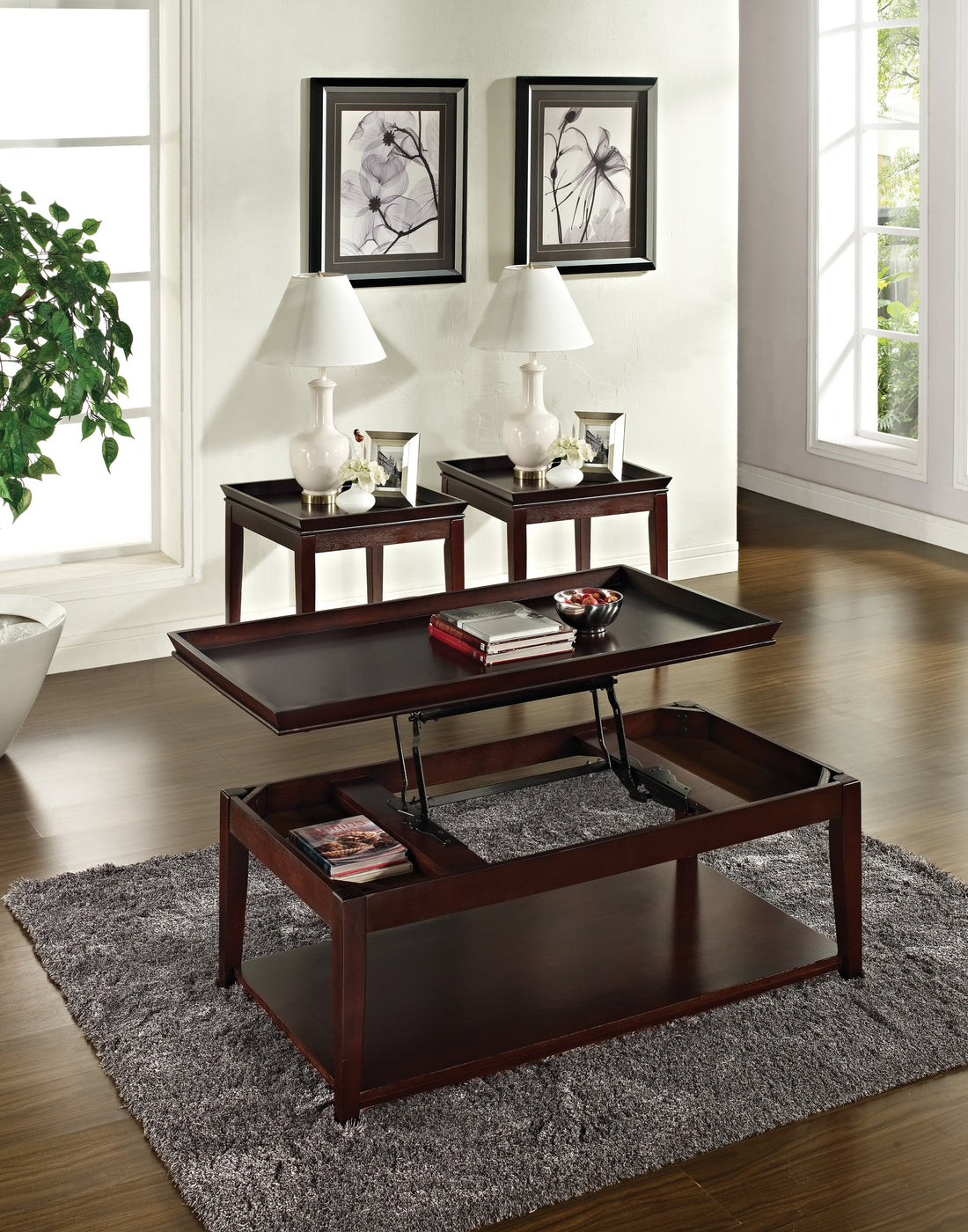 Clemson 3 Piece Table Set Brown Brown Wood