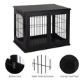 Pawhut Dog Crate Furniture, Small Dog Cage End Table With Two Opening Sides, Lockable Door, Puppy Kennel Indoor, Cute And Decorative, Black Black Mdf