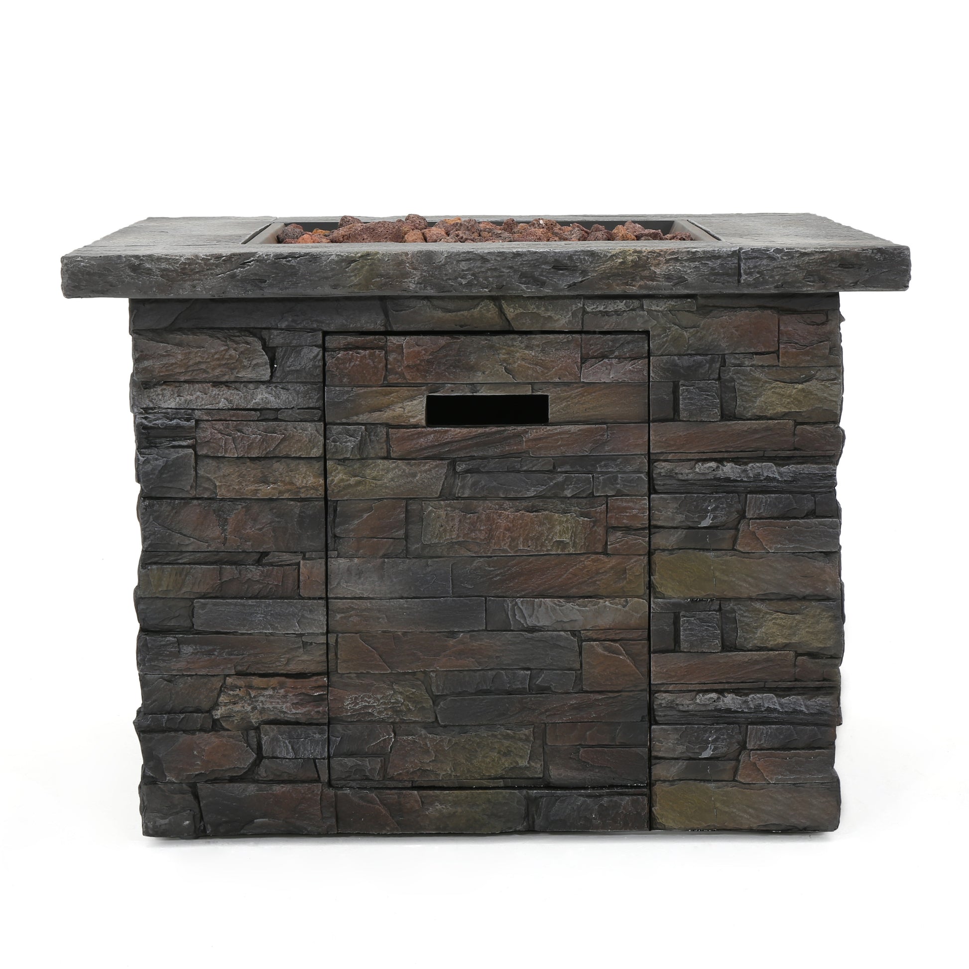 35" Square Mgo Fire Pit 40000 Btu Stone Gray Magnesium Oxide