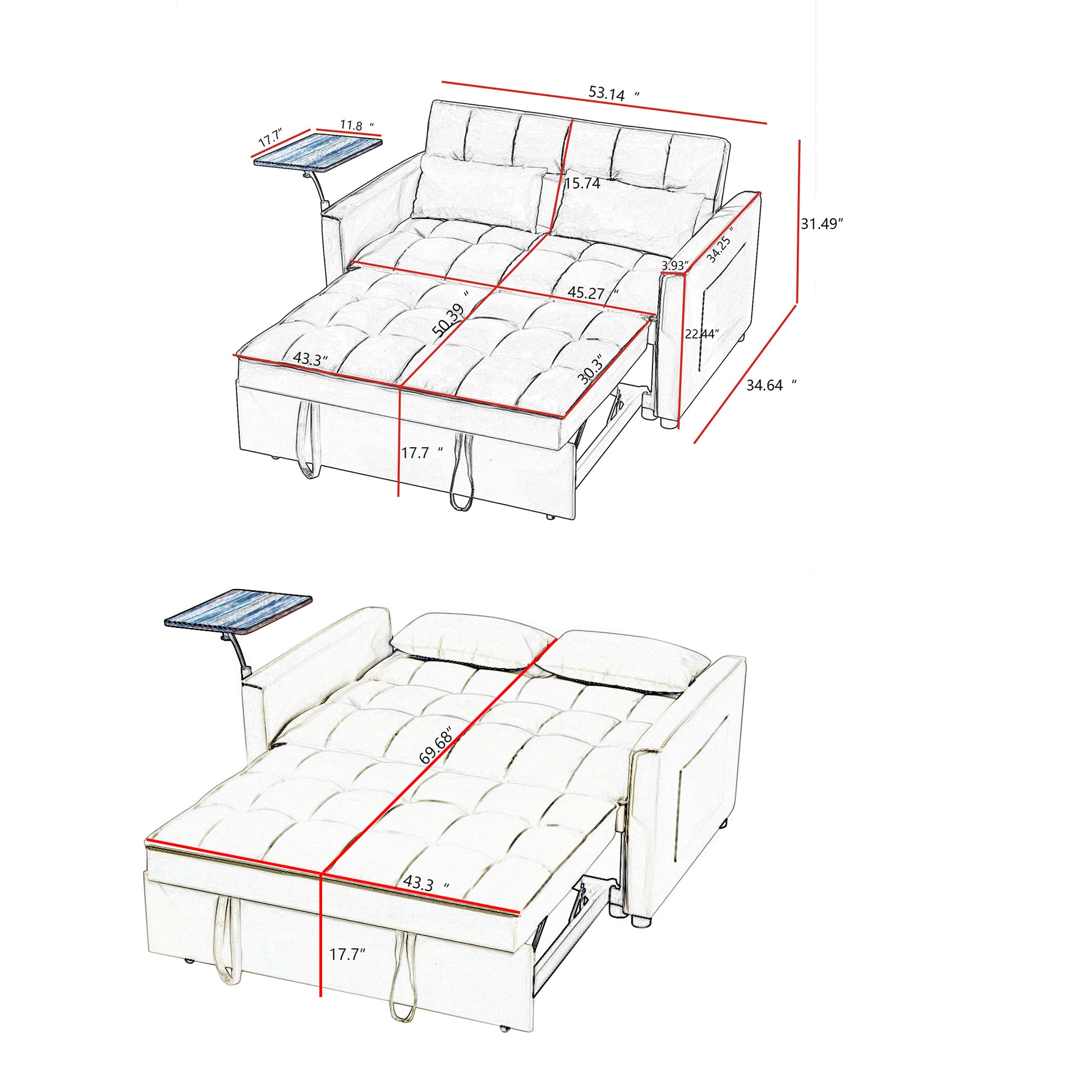 Blue Velvet Loveseat Sofa Bed Blue Wood Tufted Back Square Arms Foam Velvet 2 Seat