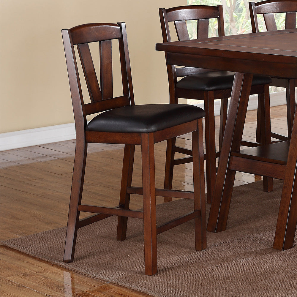 Dining Chairs With Black Faux Leather Seat, Walnut Set Of 2 Solid Walnut Dining Room Rectangular Set Of 2 Rubber Wood