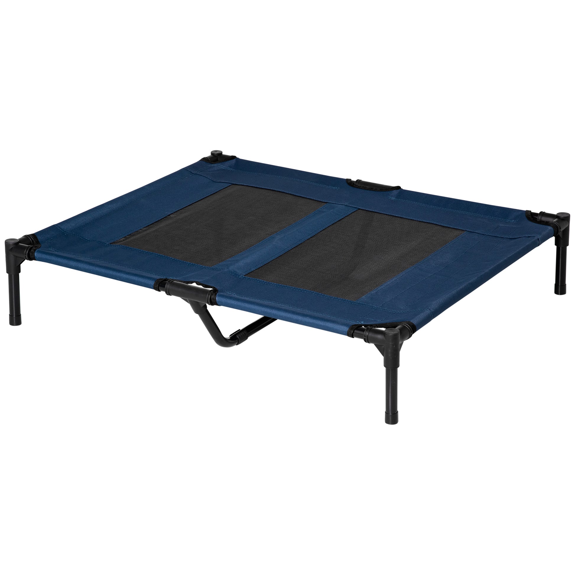 Pawhut 36" X 30" Elevated Cooling Summer Dog Cot Pet Bed With Mesh Ventilation Blue Blue Metal