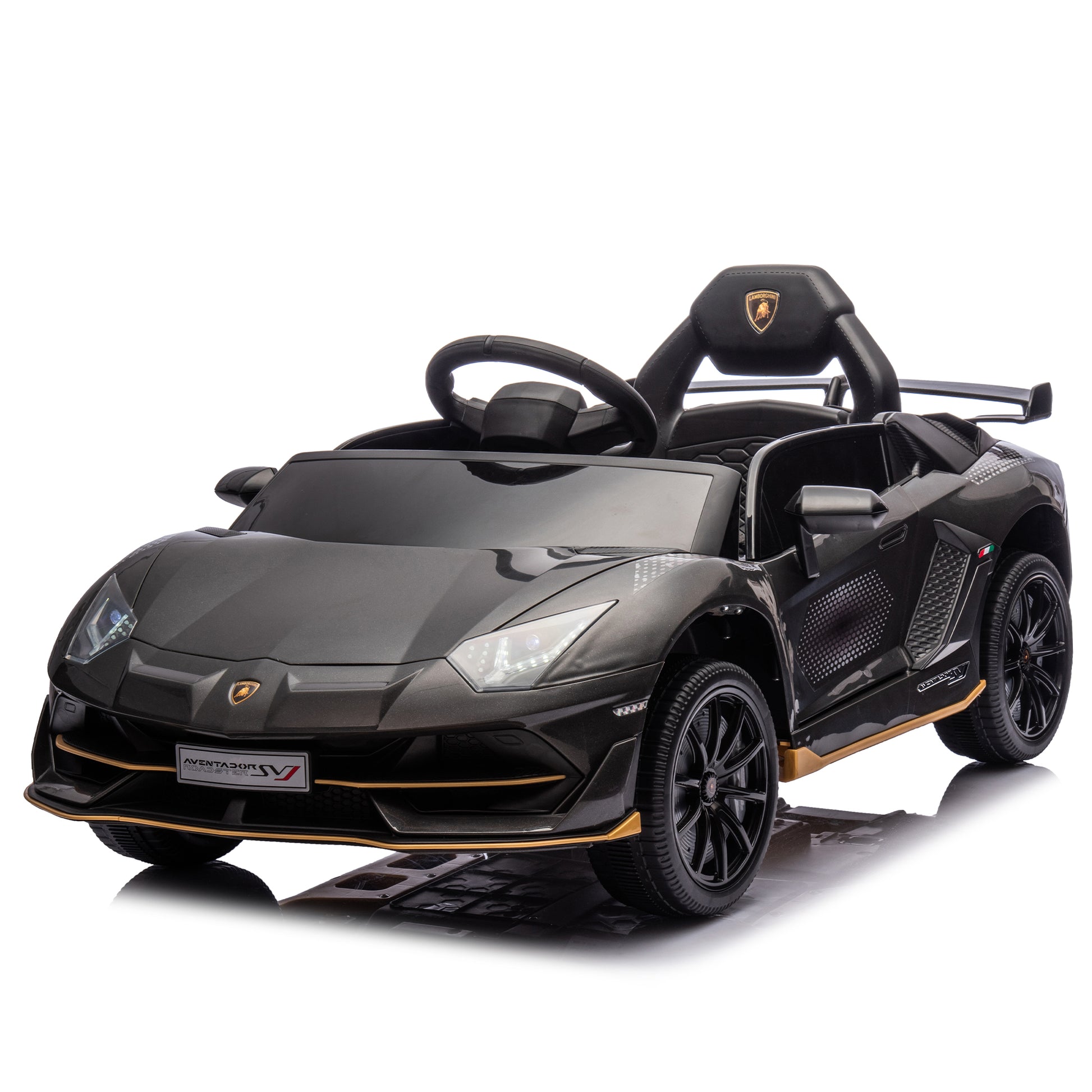 12V Kids Ride On Car W Parents Remote Control,Licensed Lamborghini Aventador Xago,Hydraulic Pressure Door,Slow Start,Early Education,Bluetooth,Adjustable Volume,Mp3,Usb,Led Lights For Kids Aged 2 4. Black 50 99 Lbs Polypropylene