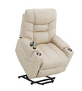 Nairi Power Recliner W Lift, Heating & Massage, Light Gray Leather Aire Lv02995 Light Gray Upholstered