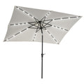 Outsunny 9' X 7' Solar Umbrella, Led Lighted Patio Umbrella For Table Or Base With Tilt & Crank, Outdoor Umbrella For Garden, Deck, Backyard, Pool, Beach, White White Steel