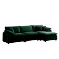 Oversize 3 Seater Sofa With One Footrest, L Shaped Sectional Sofa With Ottoman For Living Rooms,Green Corduroy Sofa Green Corduroy 3 Seat