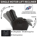 Infinite Position Up To 350 Lbs Power Lift Recliner Chair For Elderly, Heavy Duty Motion Mechanism With 8 Point Vibration Massage And Lumbar Heating, Usb Charging Port, Cup Holders, Brown White Metal Primary Living Space Heavy Duty Pine Brown Faux
