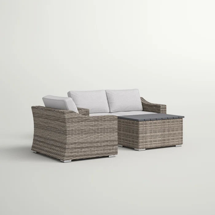 Stylish Rattan Wicker Fully Assembled 3 Person Seating Group With Plush Cushions Perfect For Outdoor Relaxation Grey,Grey Mix Wicker