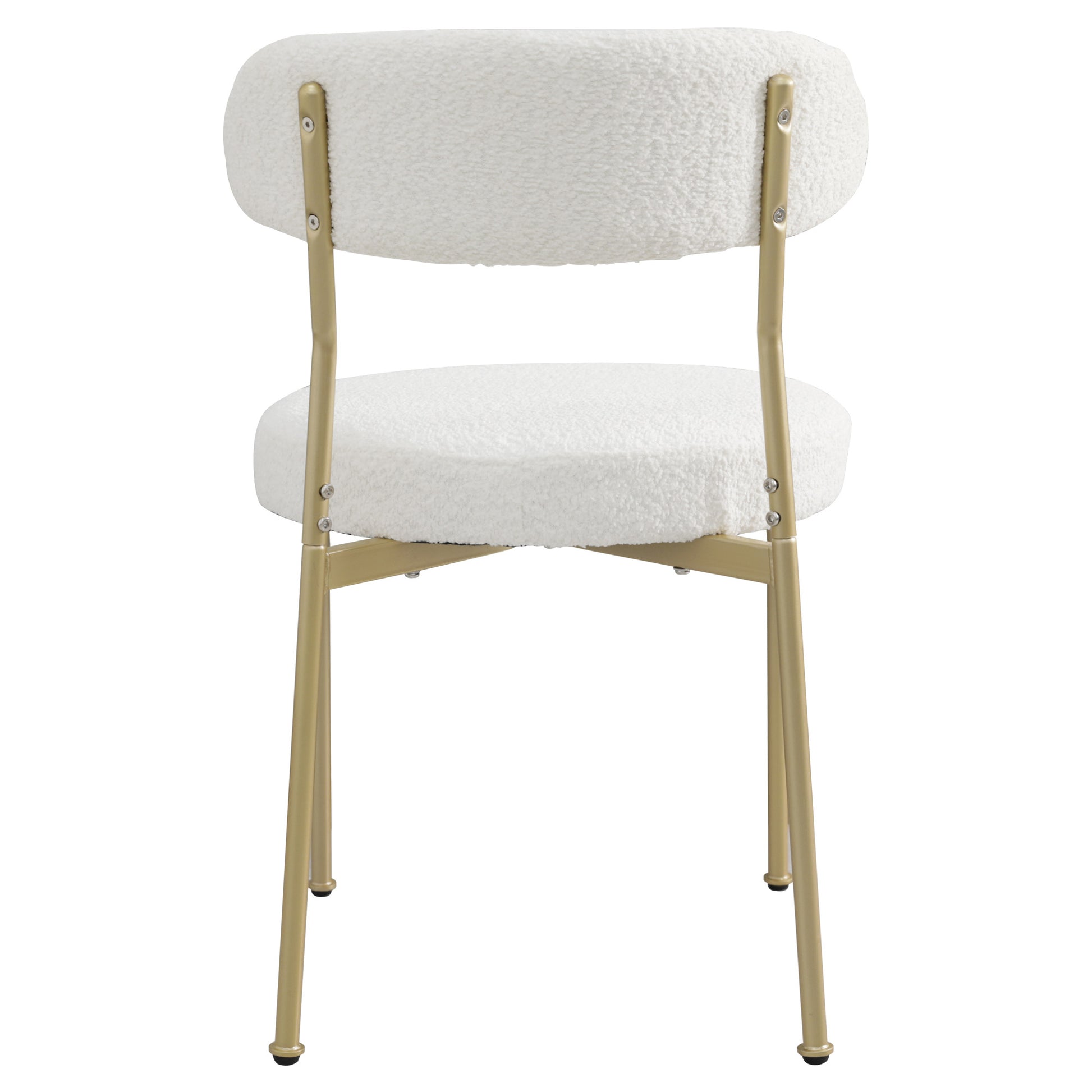 Boucle Upholstered Dining Chairs With Curved Backrest & Gold Metal Legs Set Of 2, Beige Metal Beige Gold Dining Room Foam Classic,Modern Dining Chairs Set Of 2 Fabric Metal