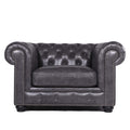 Traditional Tufted Leather Chesterfield Chair Gray Leather