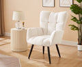 Modern Single Sofa Armchair With High Backrest Comfy Reading Chair For Small Spaces Living Room Bedroom Apartment Color:White White Teddy