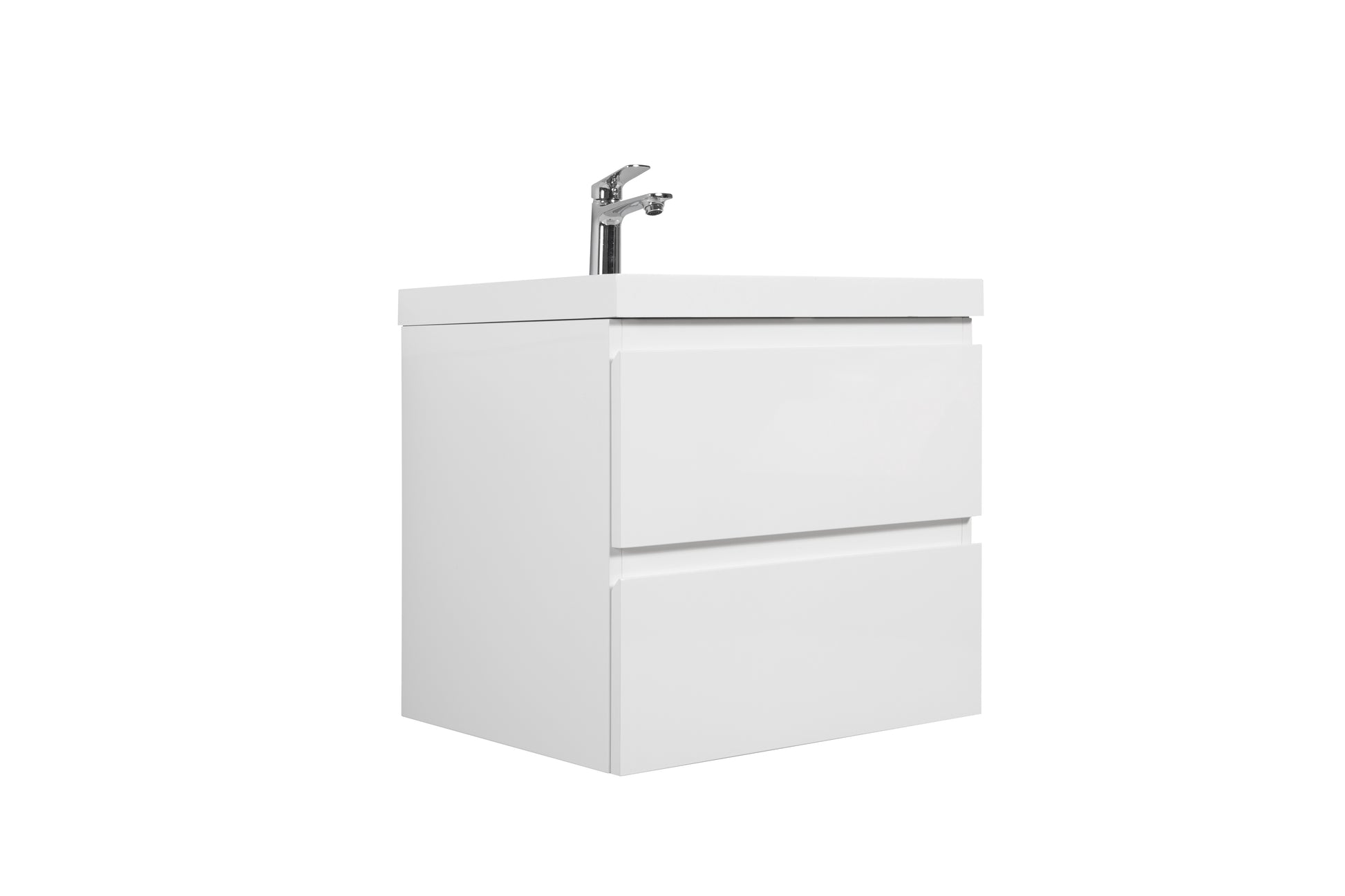 24" Floating Bathroom Vanity With Sink, Modern Wall Mounted Bathroom Storage Vanity Cabinet With Resin Top Basin And Soft Close Drawers, Glossy White 24V11 24Gw White Mdf