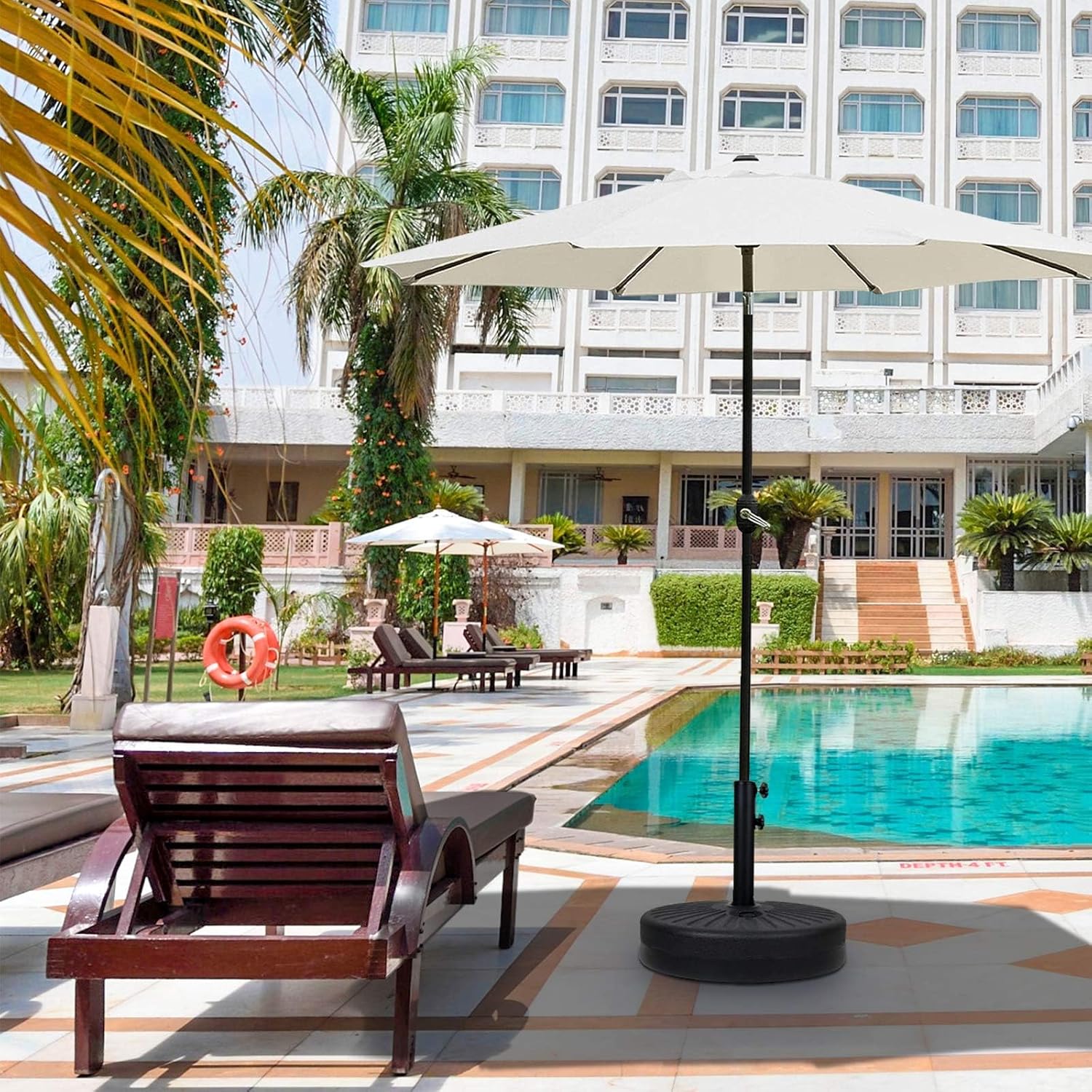 50Lbs 20" Capacity Fillable Patio Umbrella Base For Outdoor Lawn, Garden, Black Round Black Polypropylene