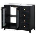 36 Inch Bathroom Vanity With Two Soft Close Doors, Adjustable Shelves And Three Soft Close Drawers Black Bathroom Solid Wood Mdf