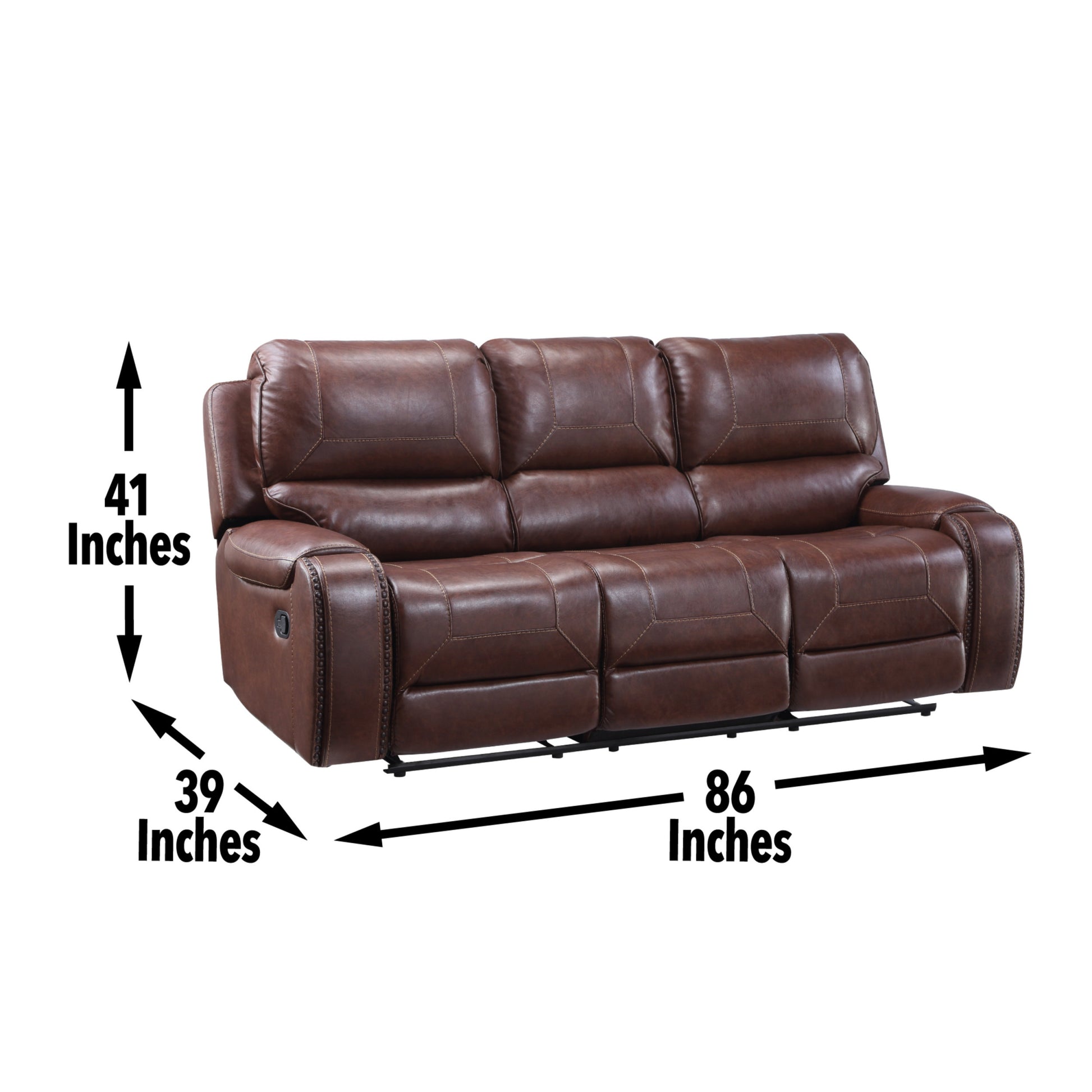 Keily 3 Piece Manual Reclining Living Room Set In Faux Leather Dark Brown Dark Brown Faux Leather