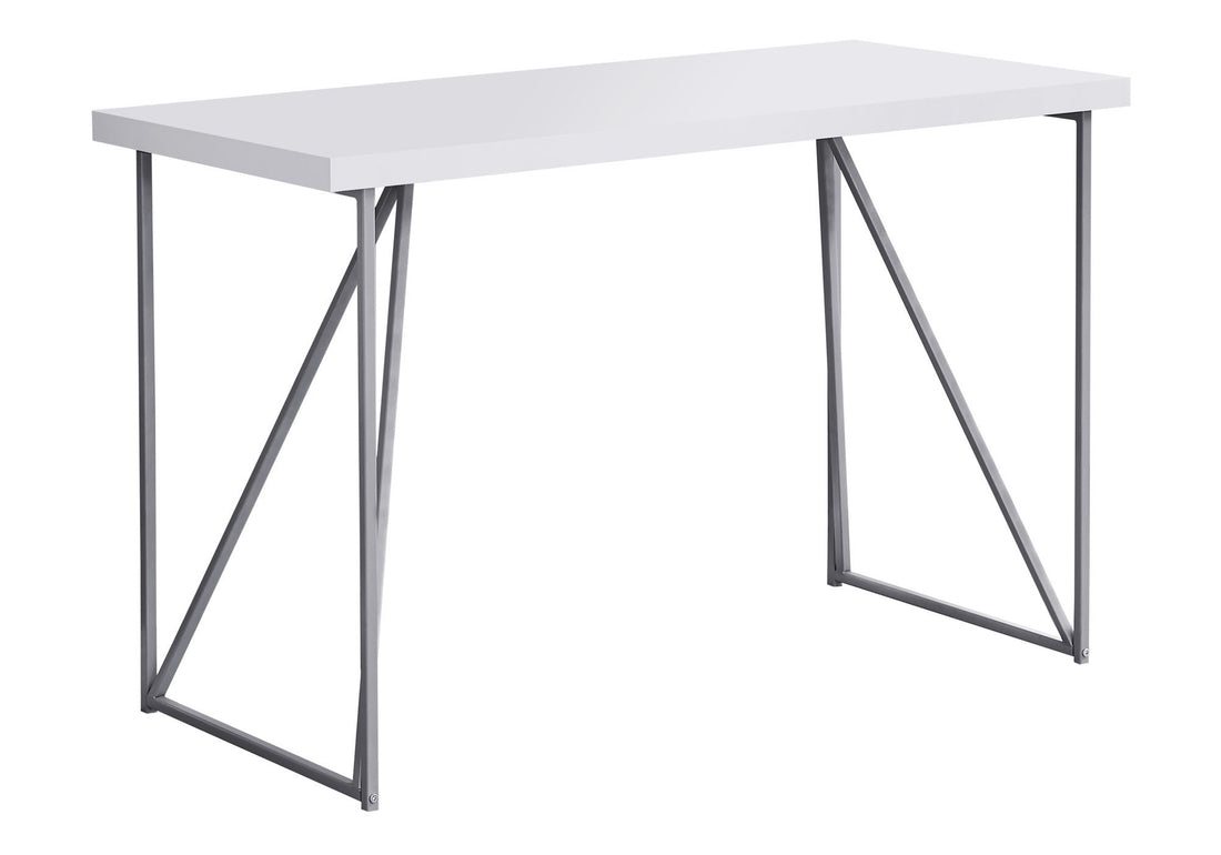 Computer Desk, Home Office, Laptop, 48"L, Work, White Laminate, Grey Metal, Contemporary, Modern White Metal