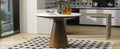 Retro Round Dining Table Minimalist Elegant Table For Living Room, Dining Room White Brown Brown White Rubber Wood