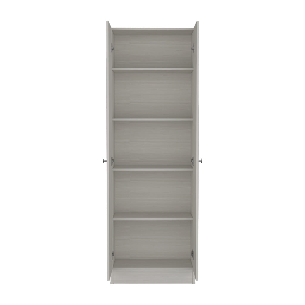 Multistorage Cabinet 71" H, Two Doors, Five Internal Shelves, White Washed Oak White Particle Board Particle Board