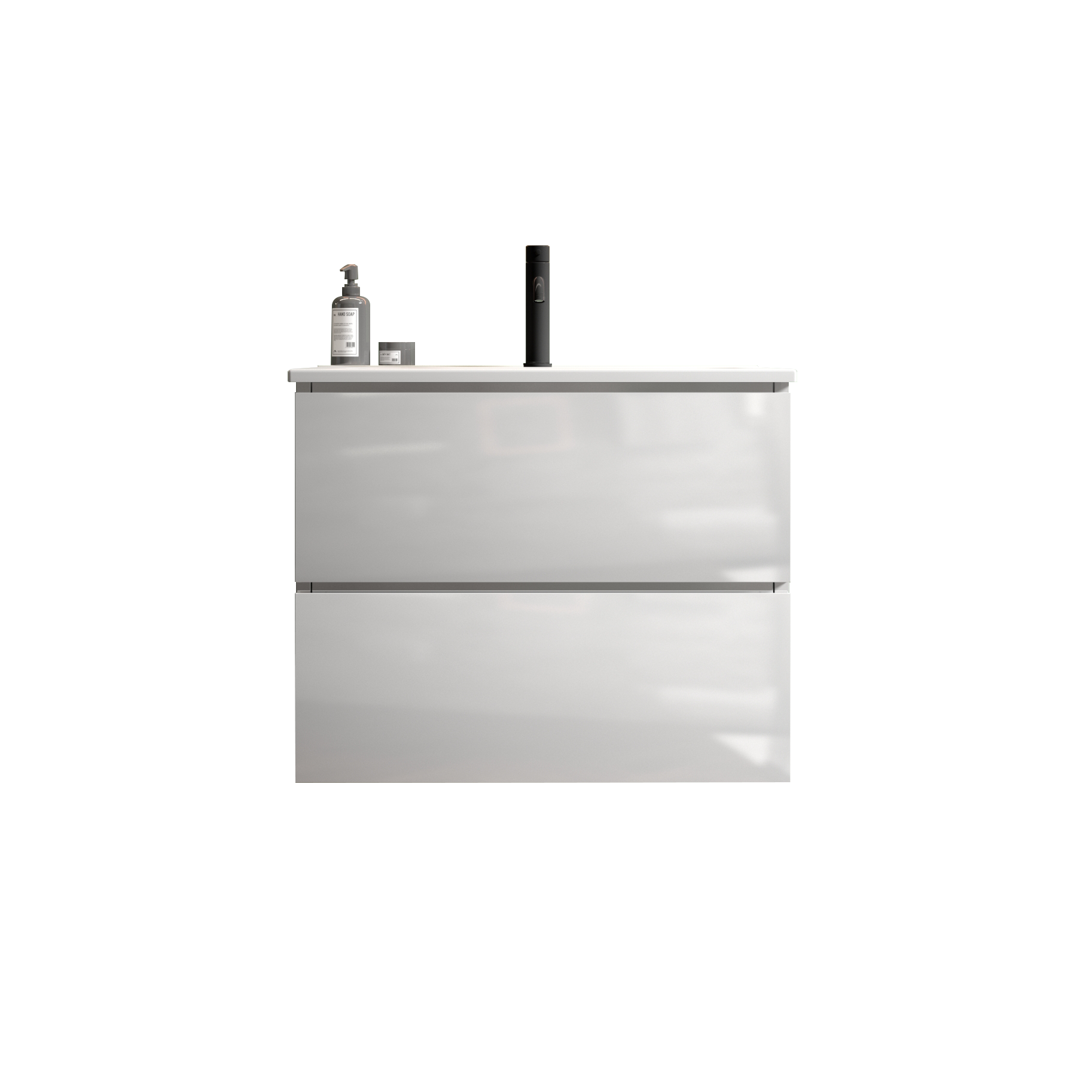 Wall Mount 24" White Glossy Bathroom Vanity With Ceramic Sink With One Faucet Hole, Large Storage Floating Bathroom Vanity For Modern Bathroom, Pre Assembled Glossy White Bathroom Modern Ceramic Mdf