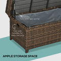 Outsunny Outdoor Wicker Storage Bench Deck Box, Pe Rattan Patio Furniture Pool Container Storage Bin With Interior Waterproof Bag And Comfortable Cushion, Gray Grey Aluminum