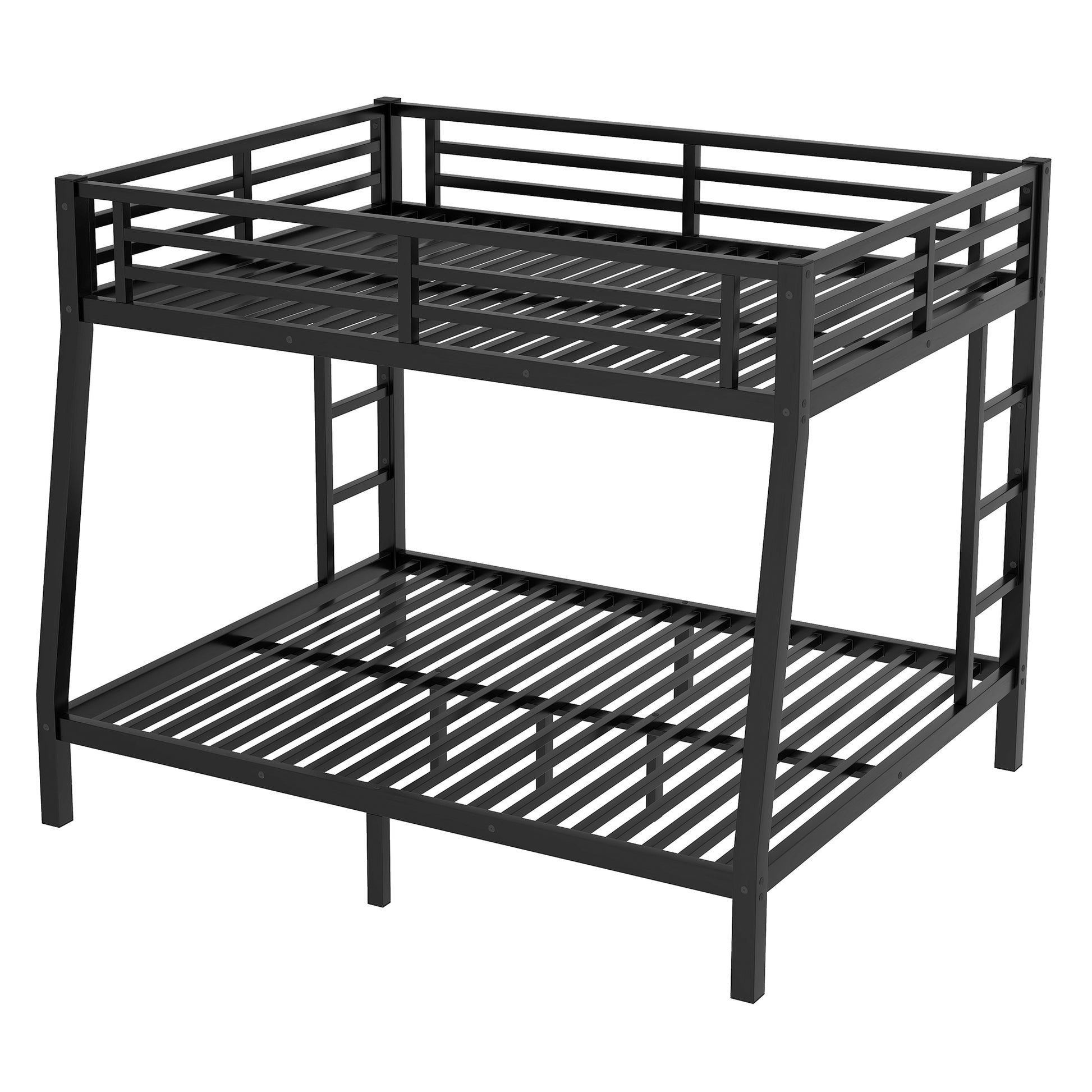 Metal Full Xl Over Queen Bunk Bed For Teens And Adults,Space Saving Noise Reduced No Box Spring Needed,Black Full Xl Black Metal