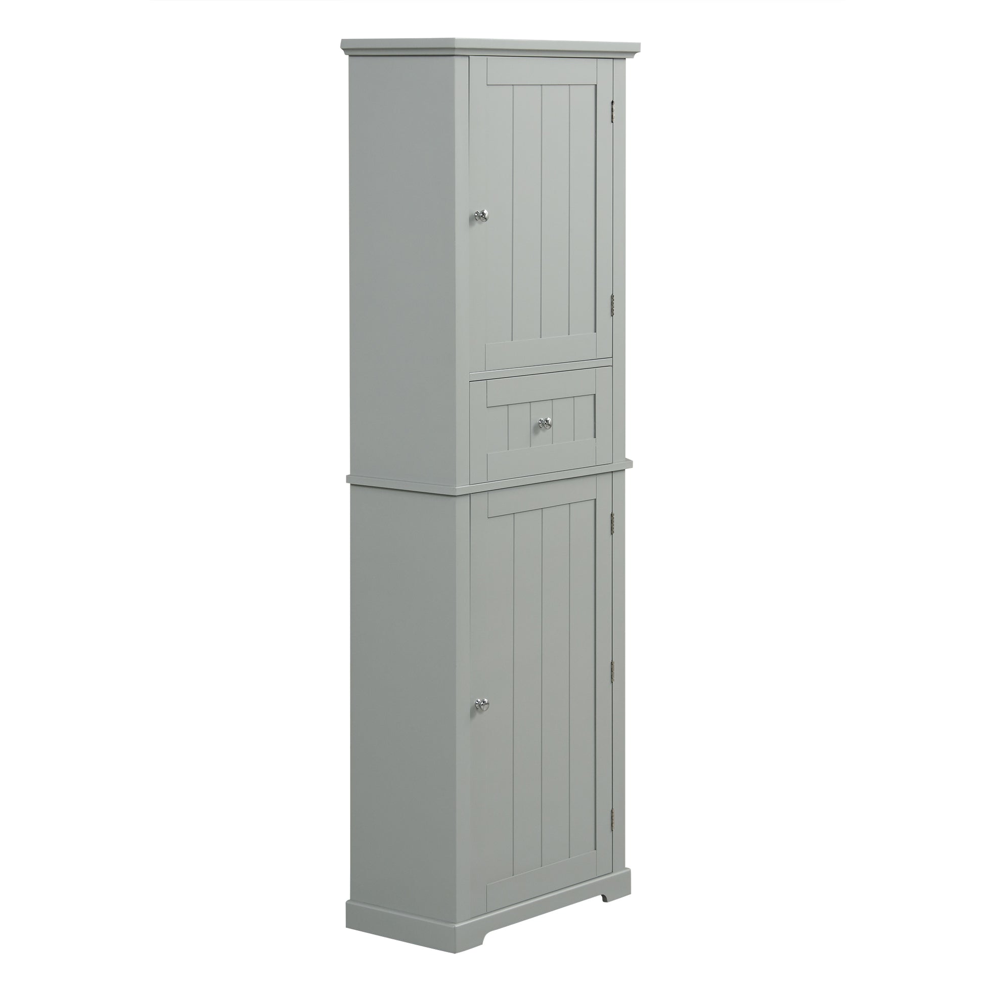 Tall Bathroom Storage Cabinet, Freestanding Storage Cabinet With Drawer And Adjustable Shelf, Mdf Board With Painted Finish, Grey Grey Mdf