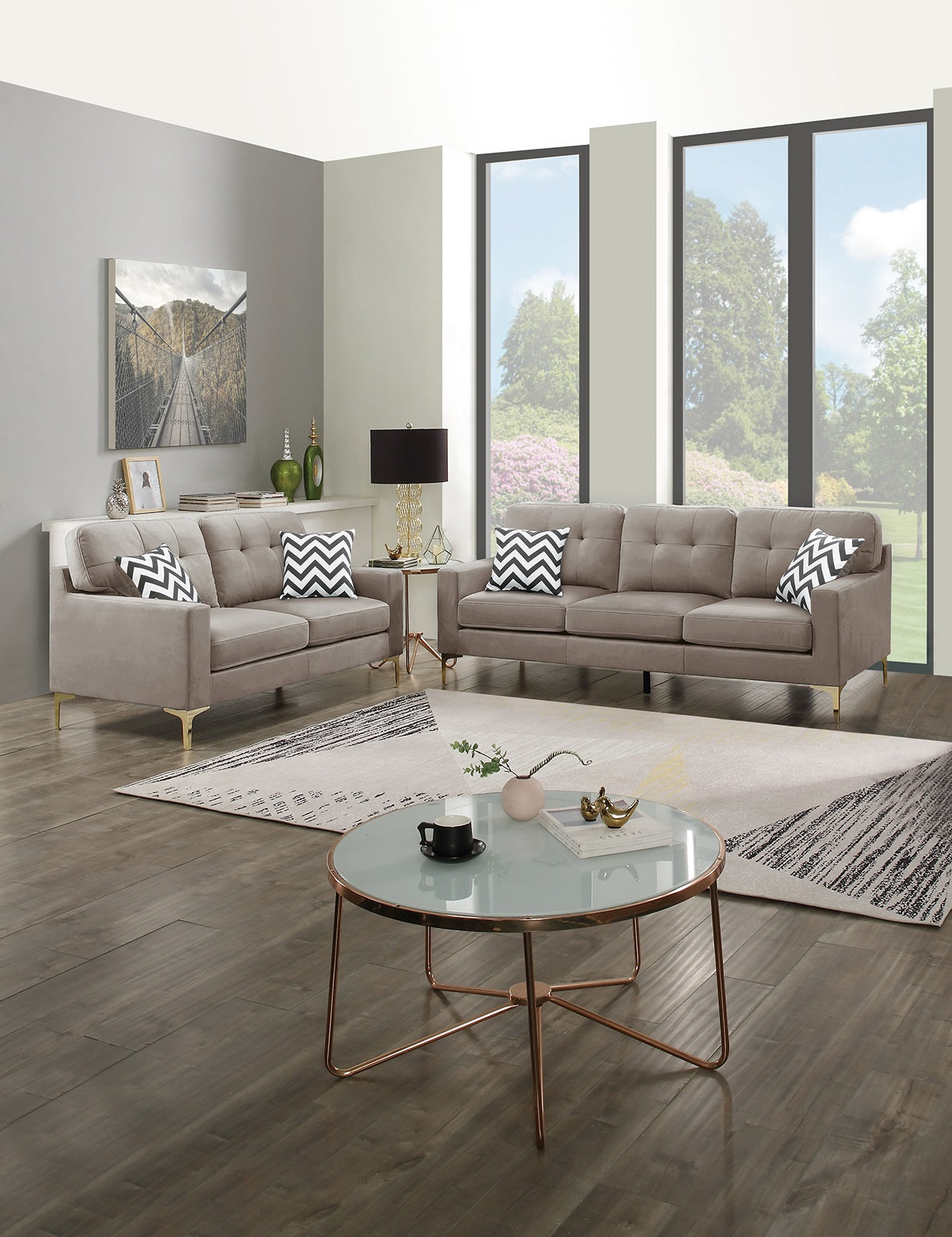 Eye Catching Attractive 2Pc Sofa Set Light Brown Velvet Fabric Sofa Loveseat W Pillows Couch Firm Tufted Cushions Living Room Light Brown Primary Living Space Firm Tufted Back Contemporary,Modern Pine Square Arms Pine,Plywood,Velvet 5 Seat