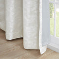 Jacquard Lined Total Blackout Rod Pocket Back Tab Curtain Panel Only 1 Pc Panel White Polyester