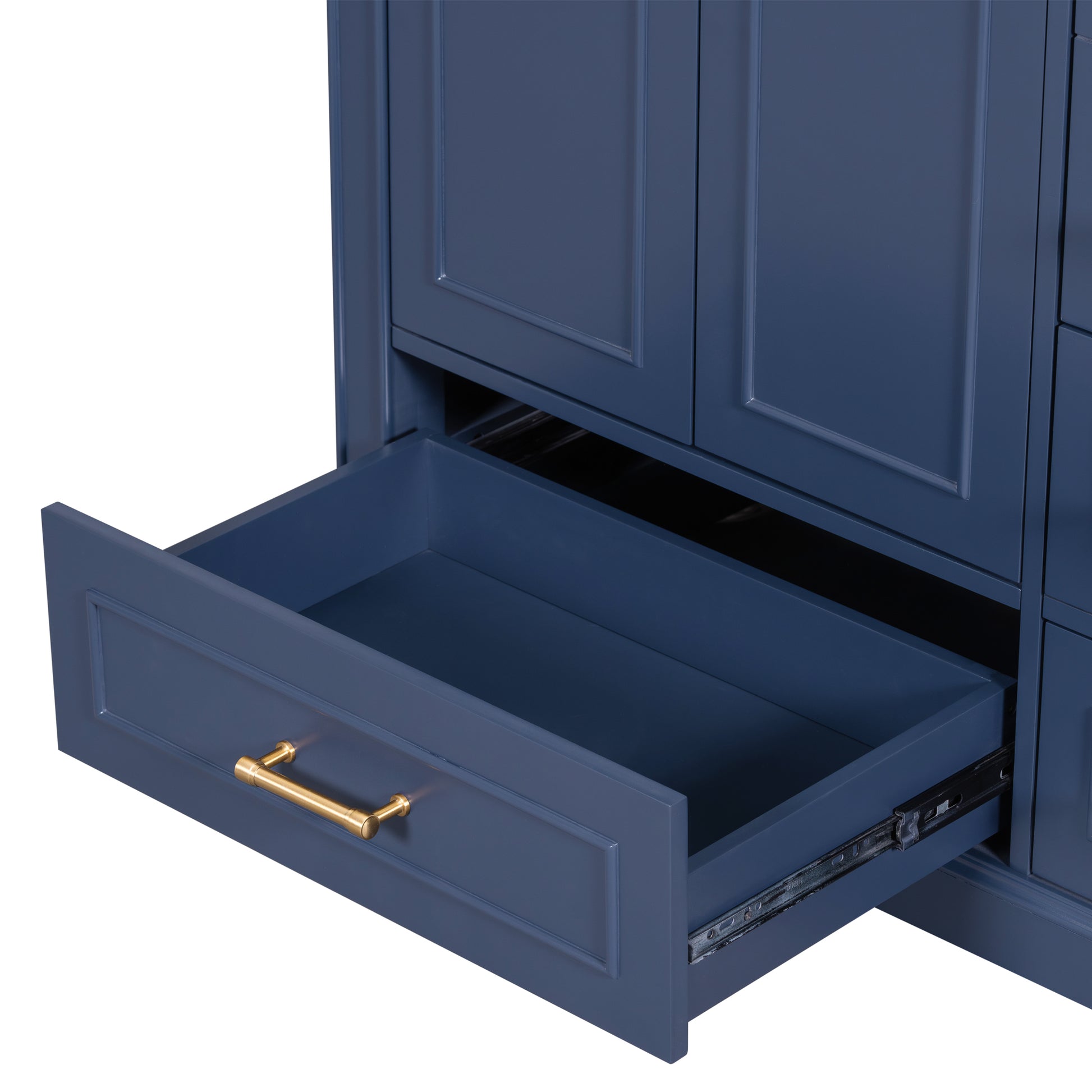 Cabinet Only 36" Blue Traditional Bathroom Vanity Sink Not Included 4 Navy Blue 2 Soft Close Doors Bathroom Freestanding American Traditional Solid Wood Mdf Painted