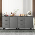 Storage Cabinet With 3 Drawers & Adjustable Shelf, Mid Century Cabinet With Door, Accent Cabinet For Living Room, Home Office, Entryway, Gray 3 4 Drawers Gray Particle Board