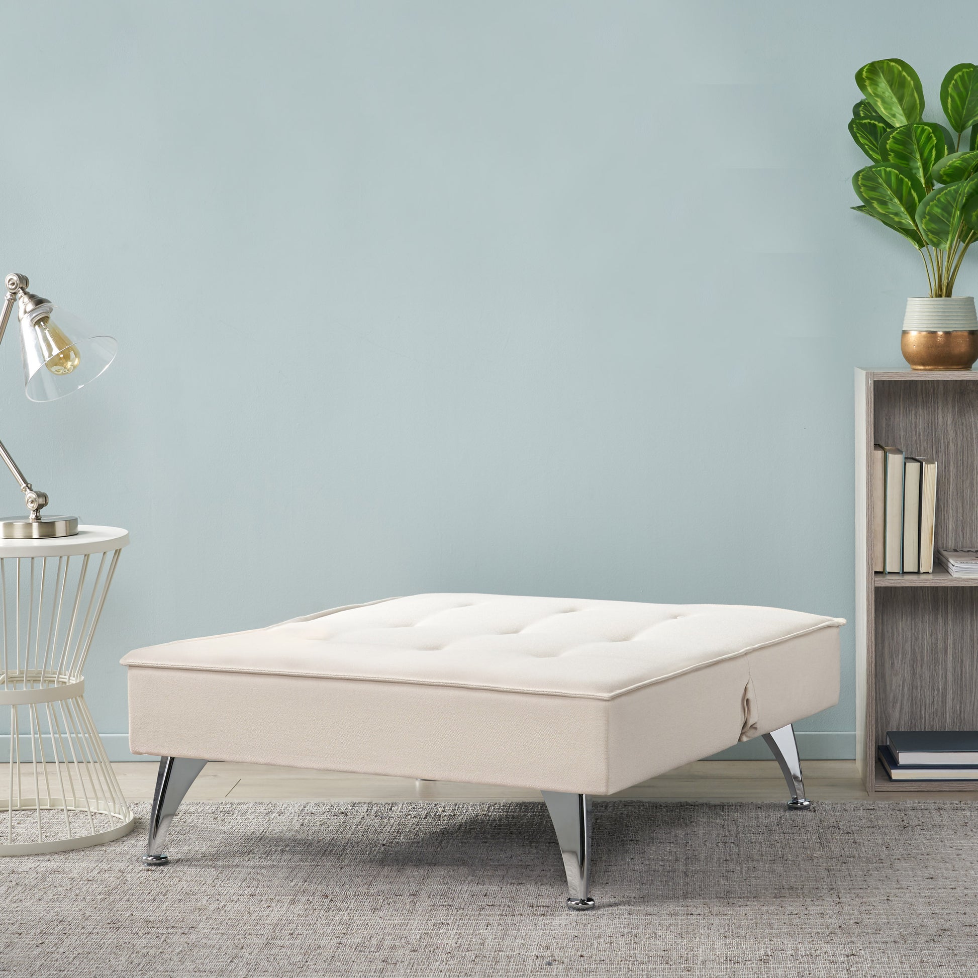 Ottoman Chair Ivory Fabric