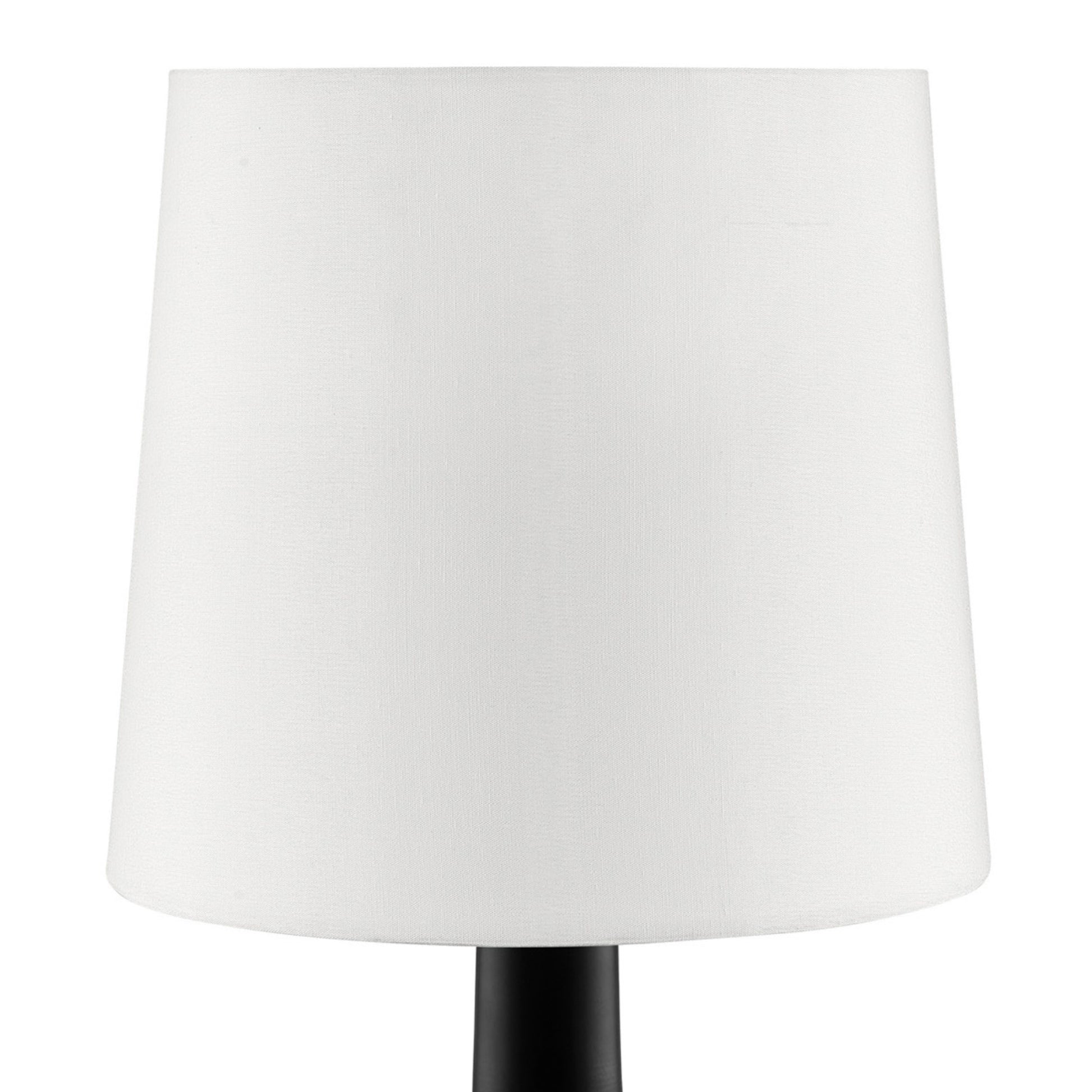 17.25" Tall "Cheru" Modern Mid Century Touch On Table Lamp, Powder Black Black Metal