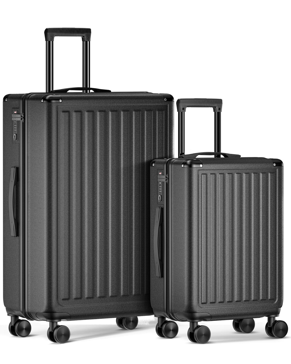 2 Piece Set Luggage With Tsa Lock&Spinner Wheels, Abs Pc Hardside Lightweight Suitcase For Travel 20" 28" Black Abs Pc