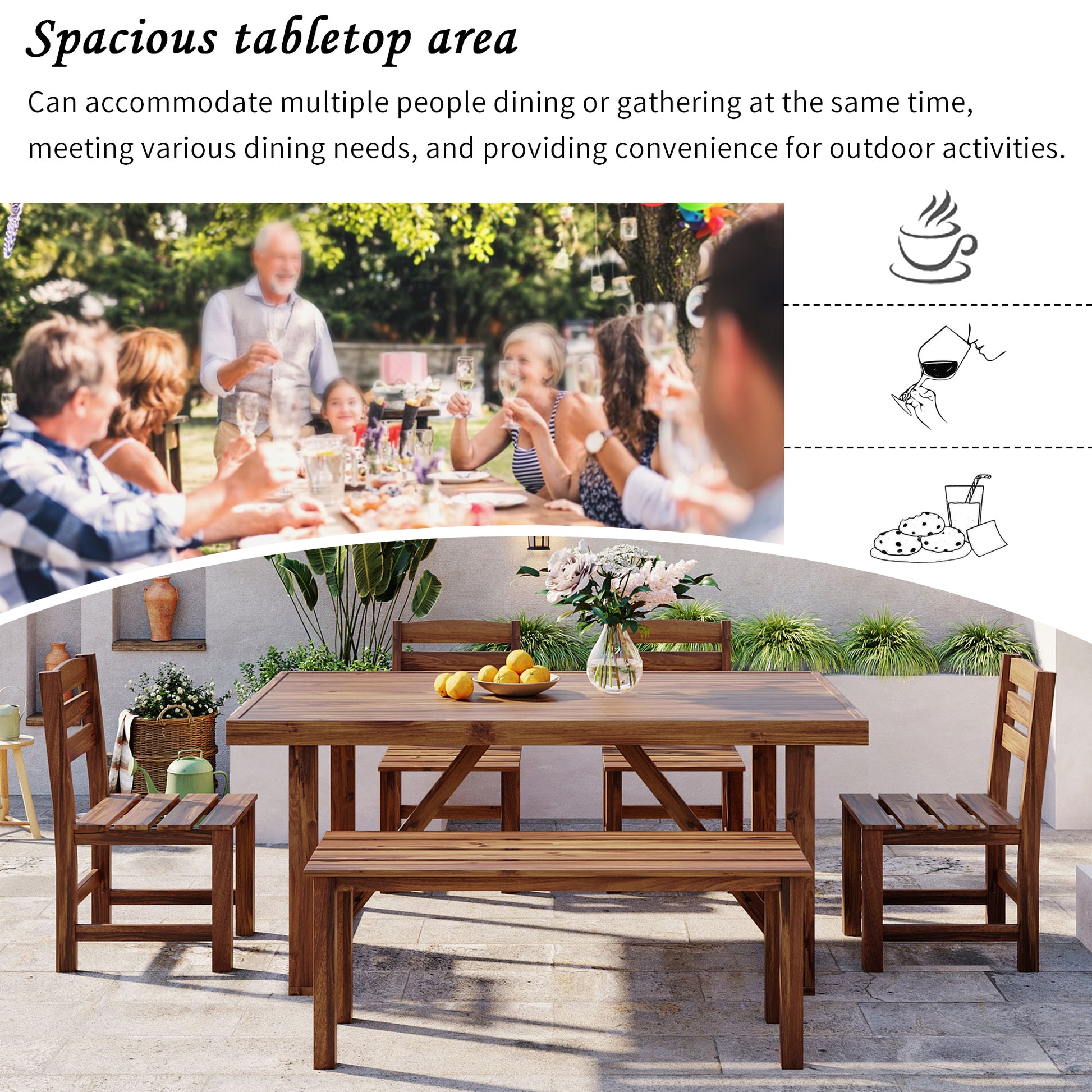 High Quality Acacia Wood Outdoor Table And Chair Set, Suitable For Patio, Balcony, Backyard Natural Wood Acacia Wood