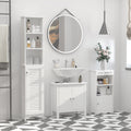 Homcom Tall Bathroom Storage Cabinet Freestanding Linen Tower With 3 Tier Open Adjustable Shelf, White White Mdf