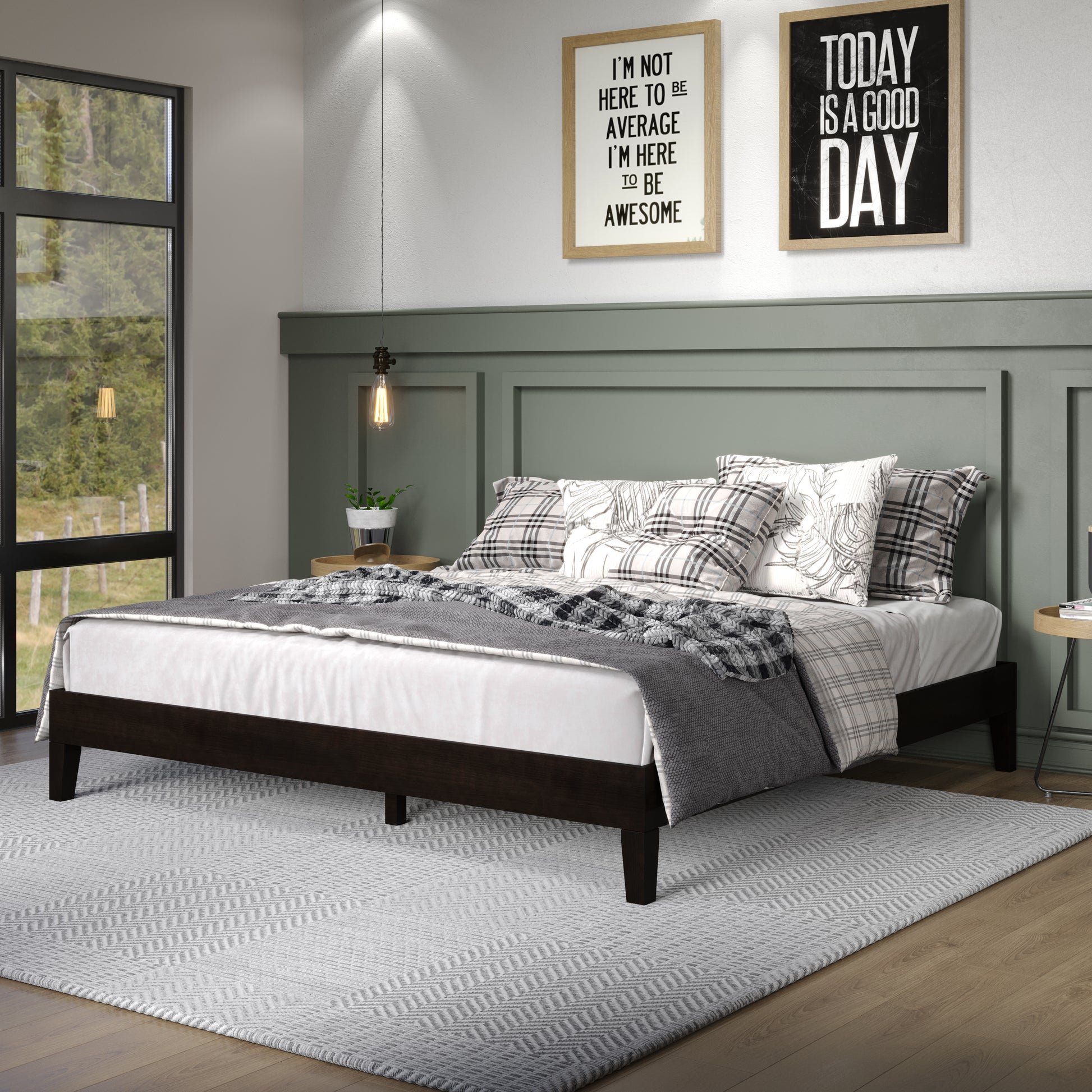 Nix King Platform Bed Black King Black Wood