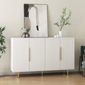 White Modern Buffet Cabinet With Storage, Fluted Sideboard Large Buffet With Adjustable Shelves, Credenza, Accent Cabinet Console Table White Mdf