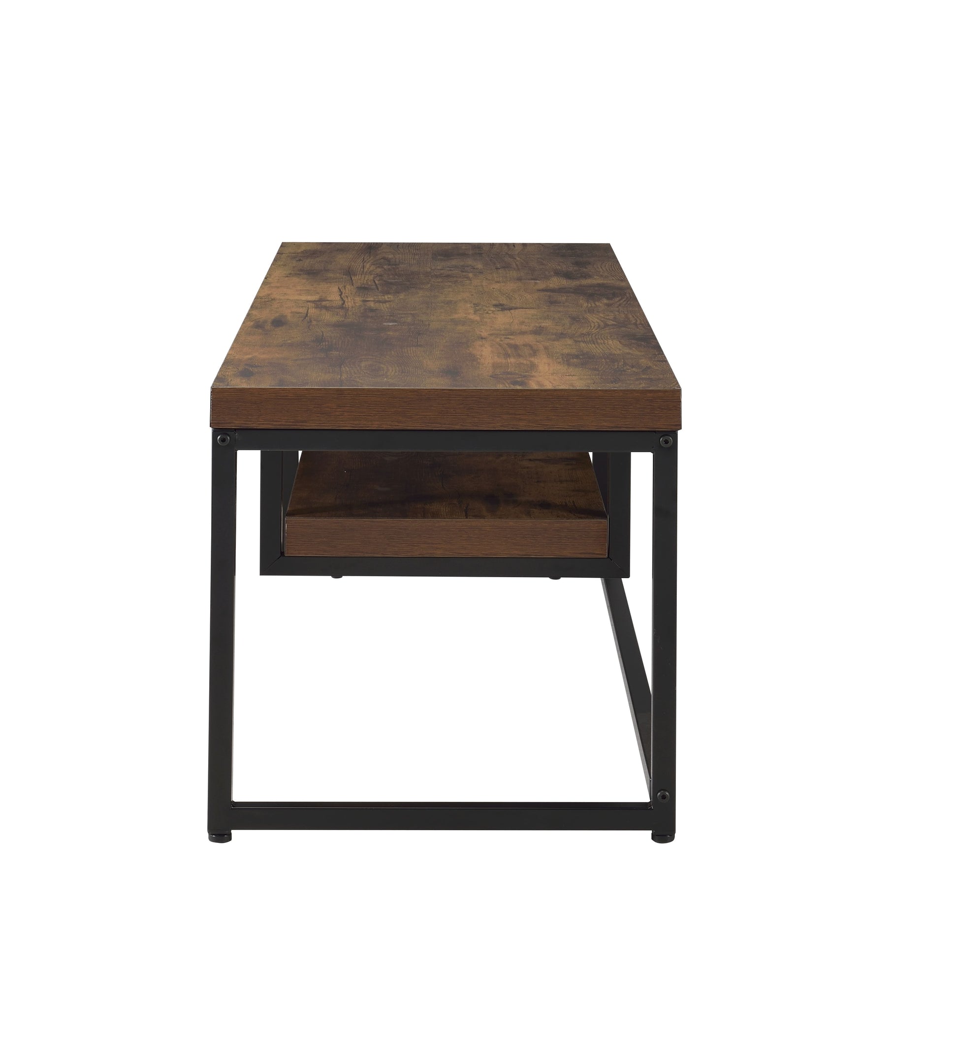 Bob Weathered Oak & Black Metal Finish Tv Stand Black,Oak 40 49 Inches Synthetic Wood