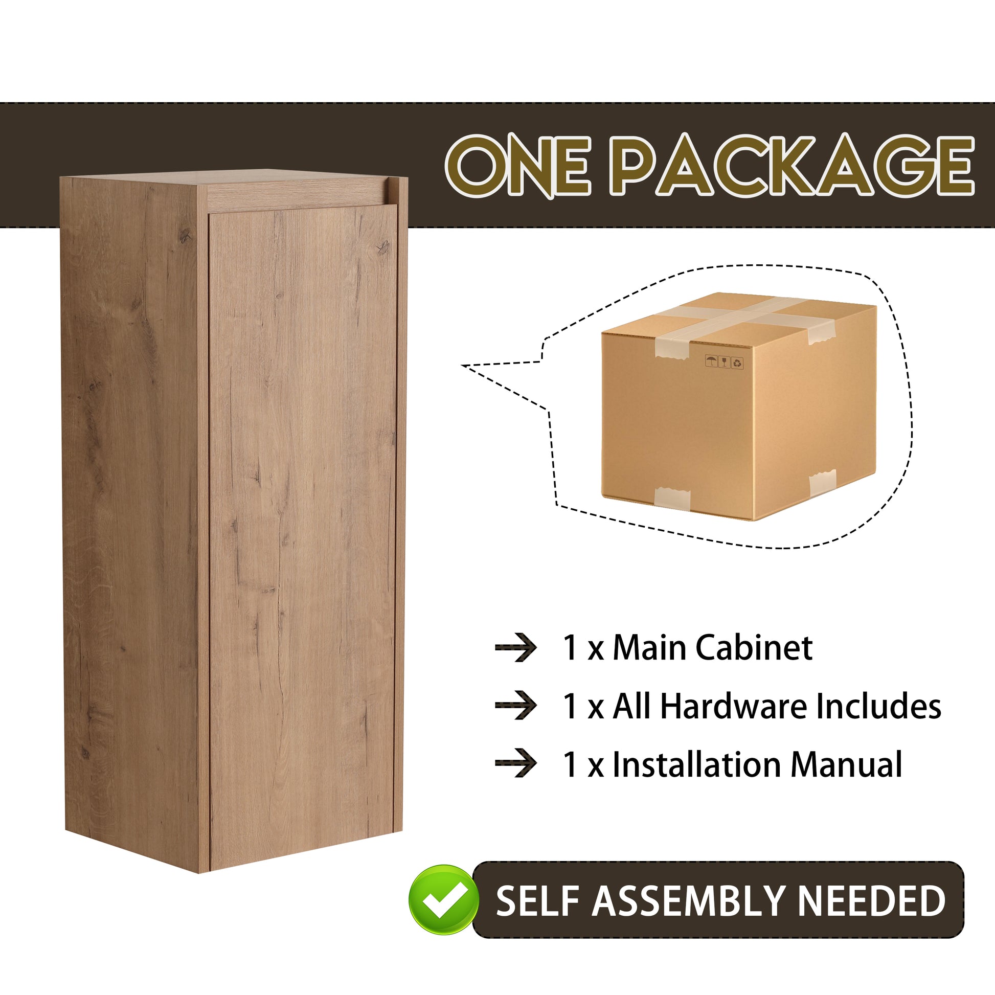 30" Wall Mounted Bathroom Vanity With Sink And Side Cabinet, Soft Close Doors,00112Imo 00630Imo Combination Cabinet Kd Packing Imitative Oak Bathroom Modern Plywood Plywood