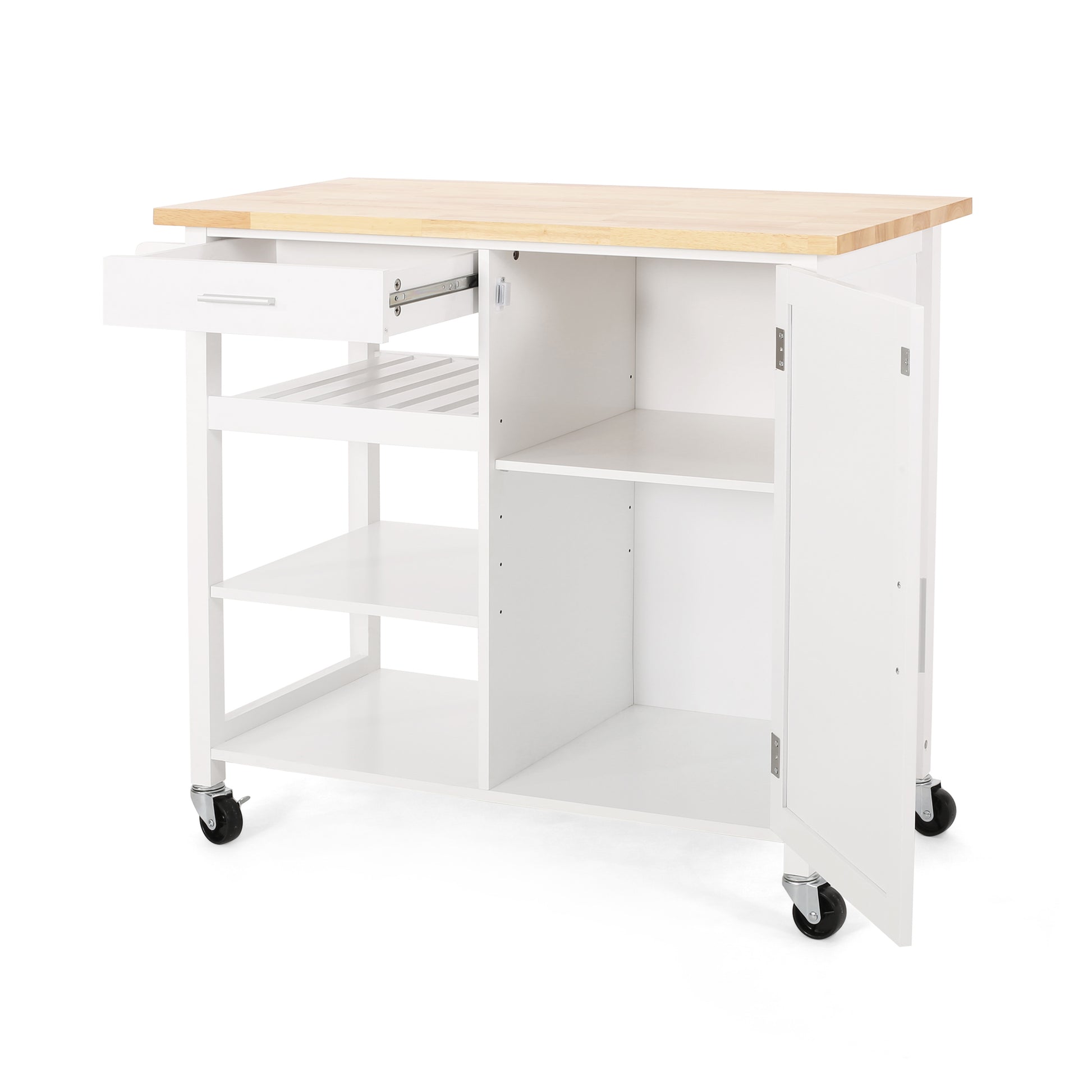 Kitchen Cart White Wood