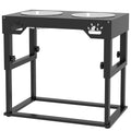 Pawhut Elevated Dog Bowls, 7 Adjustable Height Dog Bowl Stand With 2 Stainless Steel Bowls For Small, Medium, And Large Dogs, Black Black Steel