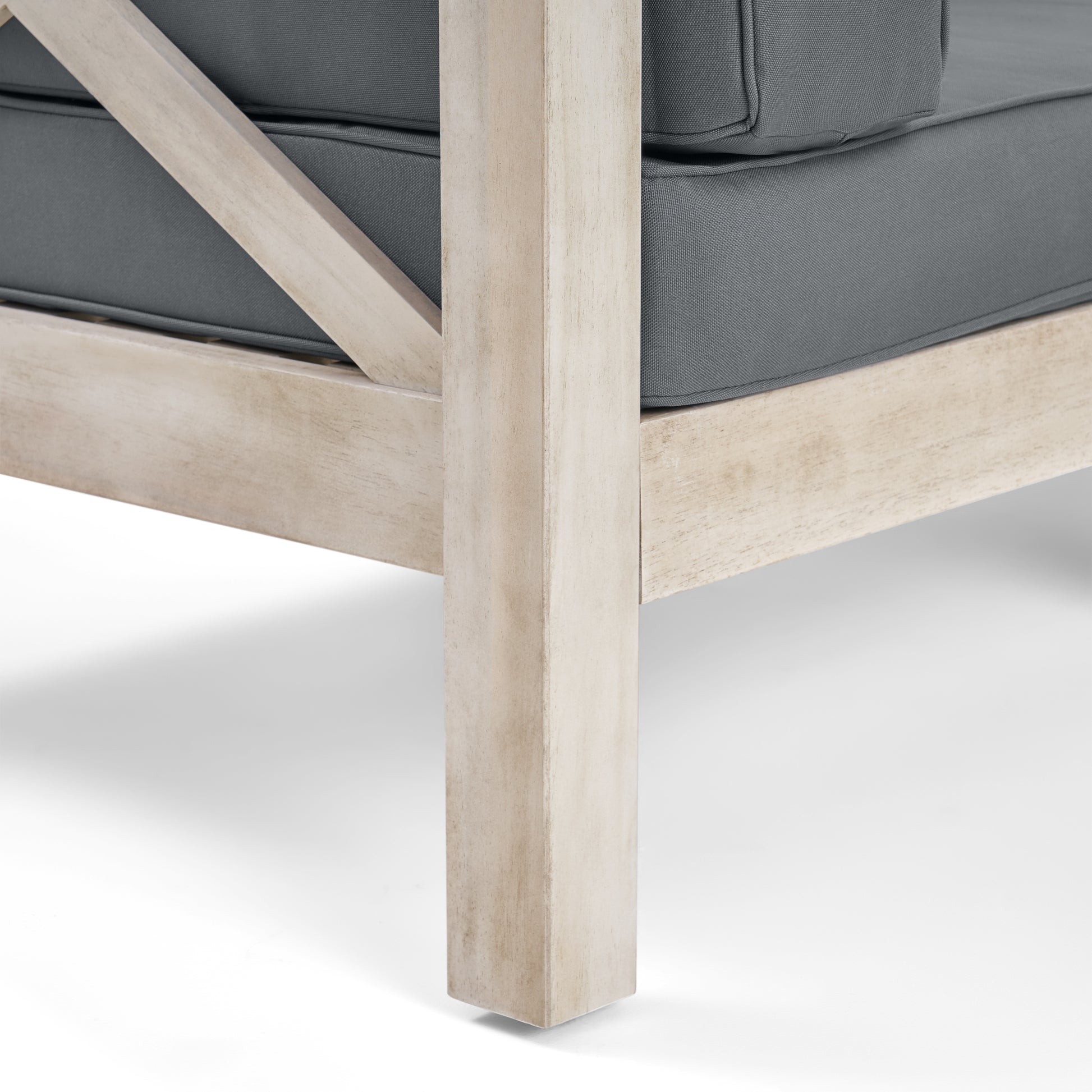 Brava X Back R Arm Chair. Light Grey Dark Grey Acacia Wood