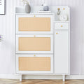 Modern Minimalist Storage Cabinet, Japanese Rattan Shoe Cabinet, Bed Top Cabinet, Small Home Furniture. Suitable For Corridors And Living Rooms. Gz Di 03 White Mdf