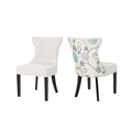 Dining Chair White Blue Fabric