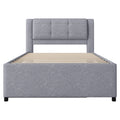 Full Size Upholstery Platform Bed With Trundle,Trundle Can Be Flat Or Erected, Gray Box Spring Not Required Full Gray Bedroom Linen Upholstered