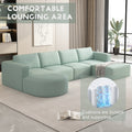 133.84*70.86 Modular Sectional Sofa Sleeper Couch, Sectional Sofa With Chaise And Ottoman, Convertible U Shaped Modular Sofa Set. Compressed Spon, Light Green Combo 2A B C D Light Green Primary Living Space Soft Minimalist,Modern Foam Spring 6 Seat